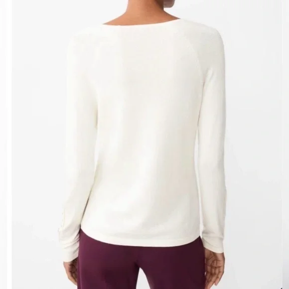 J. McLaughlin Jamey Egret White Crewneck Knit Sweater Shirt Top - Picture 14 of 15